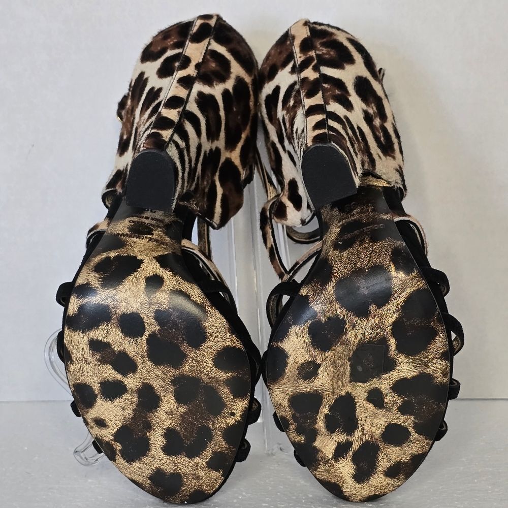 Dolce and Gabbana Animal Print Calf Hair Strappy Heels Size EU 38/ US 8 - Picture 10 of 15
